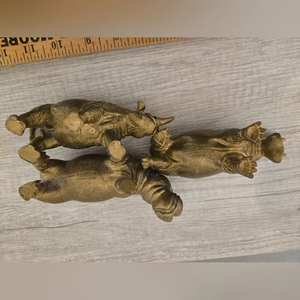 Vintage Safari/Terra By Battat Hippopotamus and Rhinoceros Figures Set Of 3 1996 - Picture 6 of 9